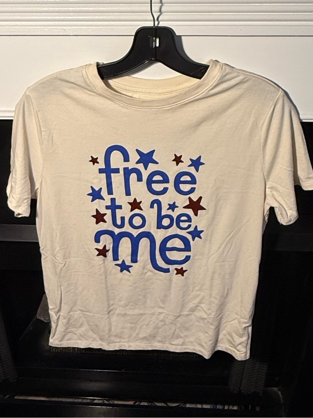 Cat & Jack July 4th Cream Tee with Red & Blue Star Graphic Size XL kid size